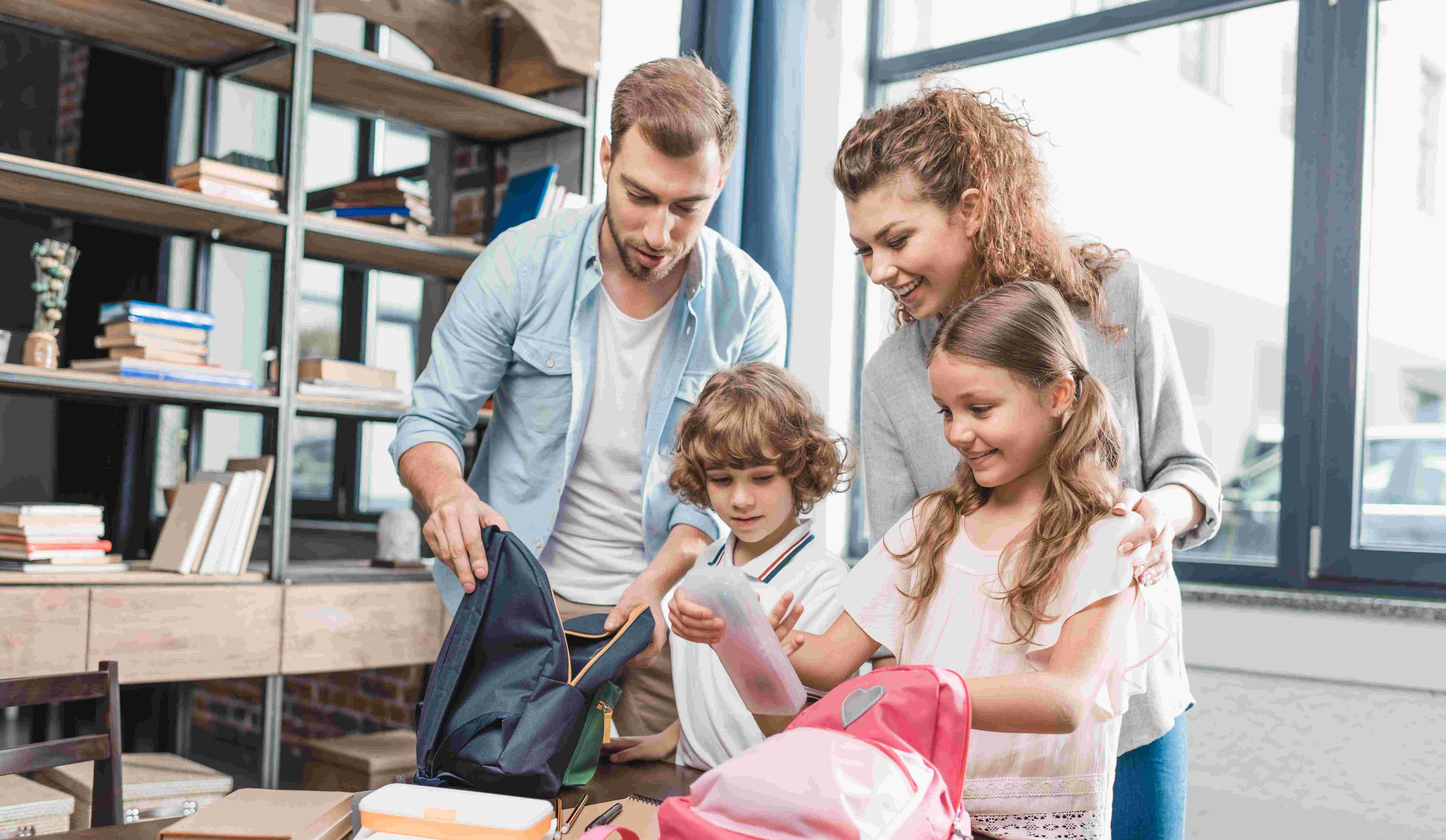 family preparing for back to school